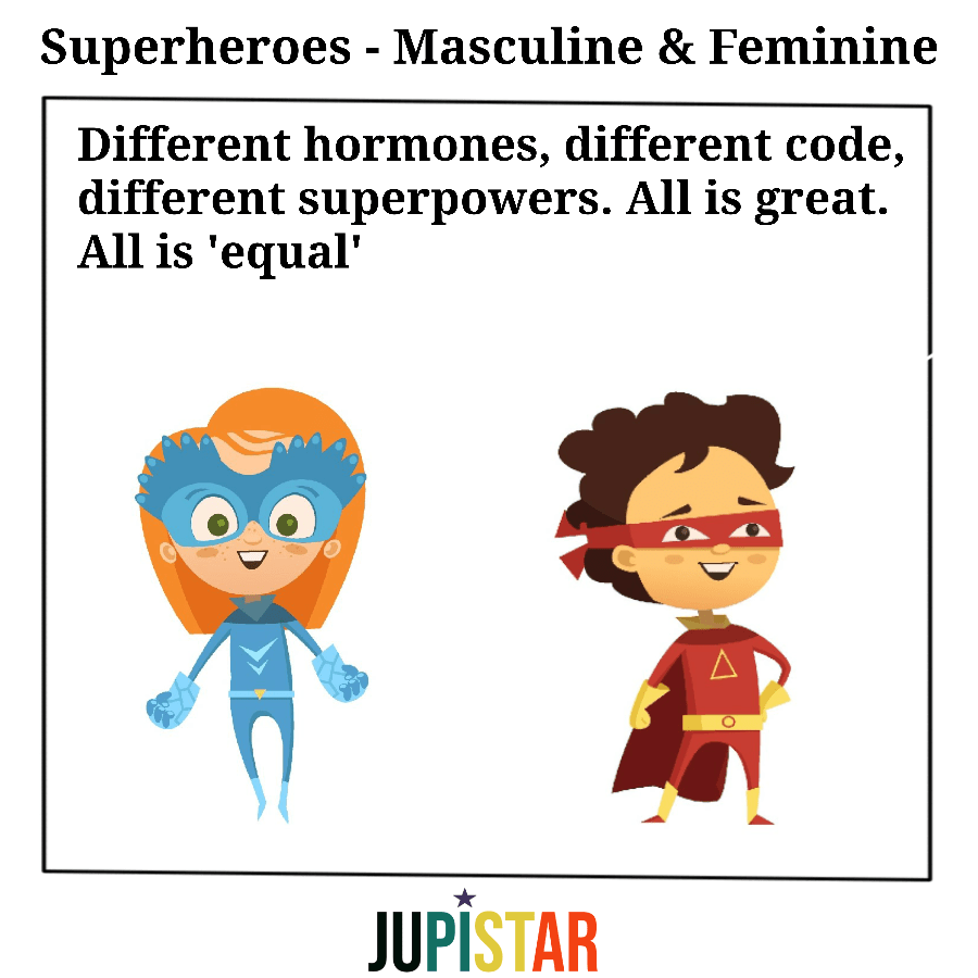 Superheroes of the masculine and feminine